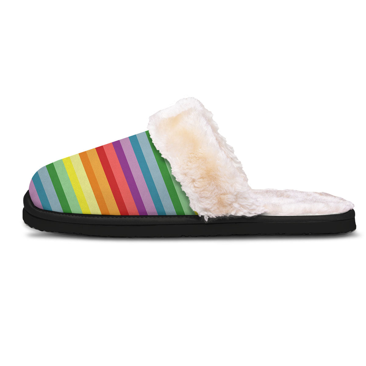 Striped Rainbow Print Pattern Slippers-grizzshop
