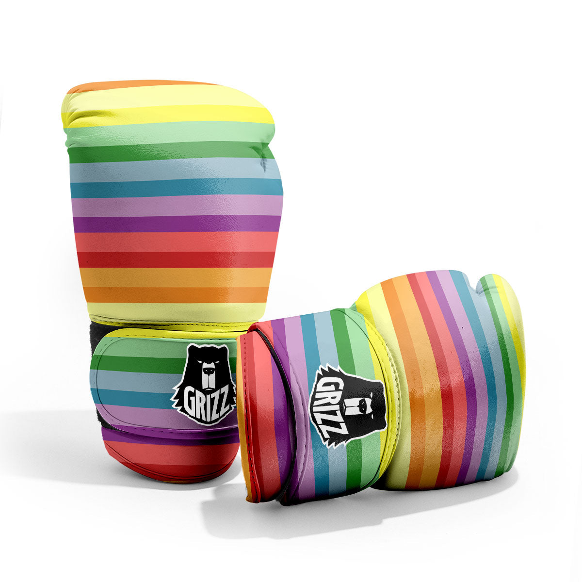 Striped Rainbow Print Pattern Sparring Gloves-grizzshop