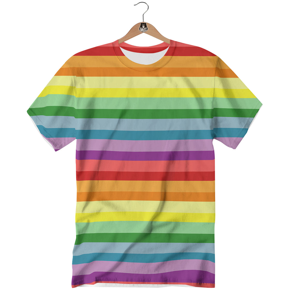 Striped Rainbow Print Pattern T-Shirt-grizzshop
