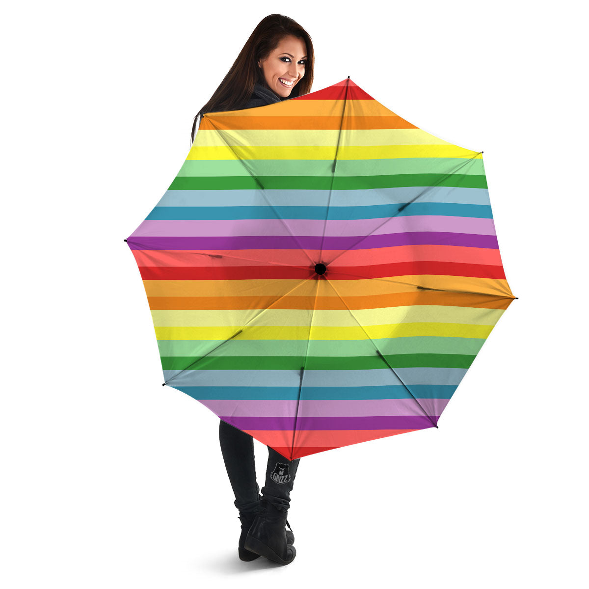 Striped Rainbow Print Pattern Umbrella-grizzshop