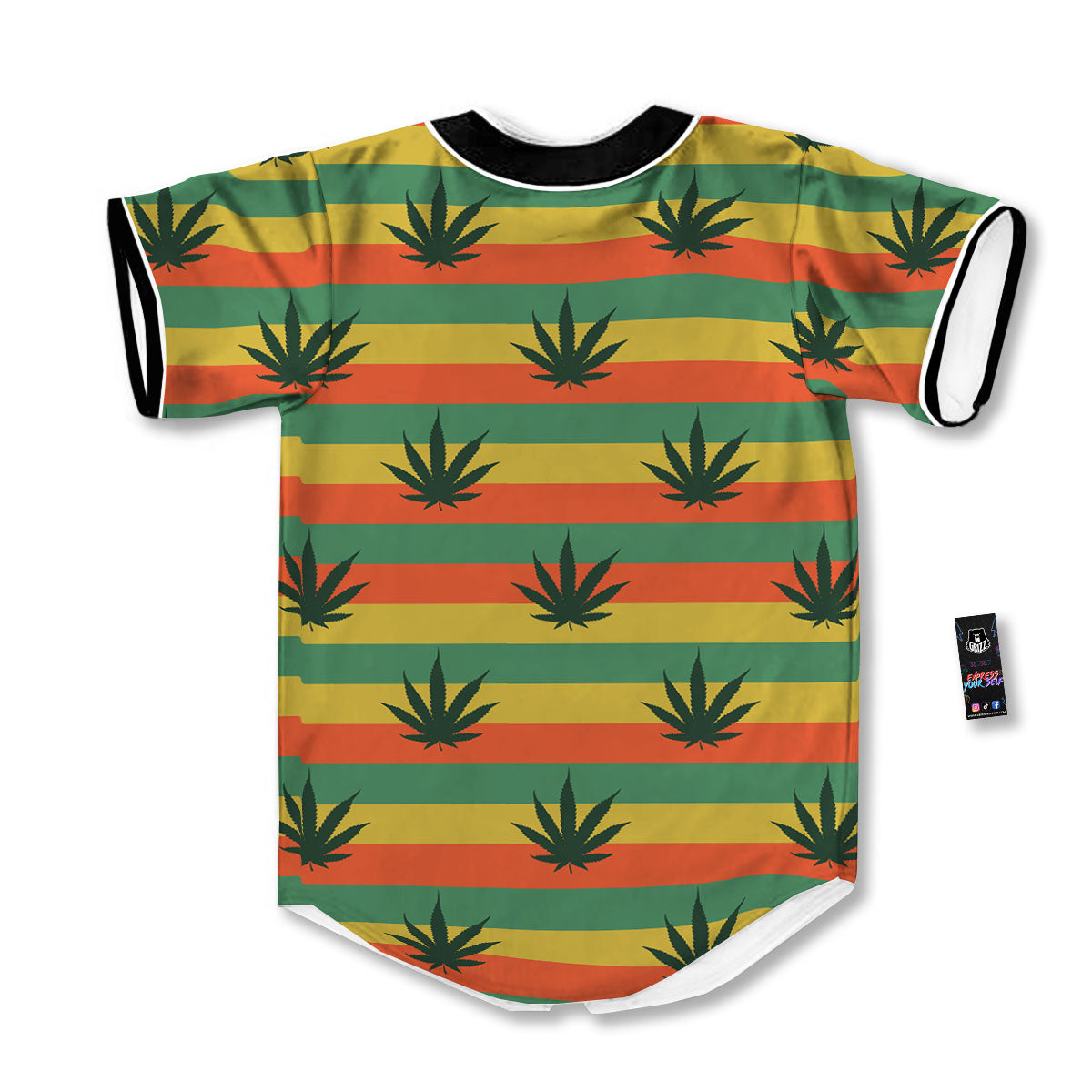 Striped Rasta Print Pattern Baseball Jersey-grizzshop