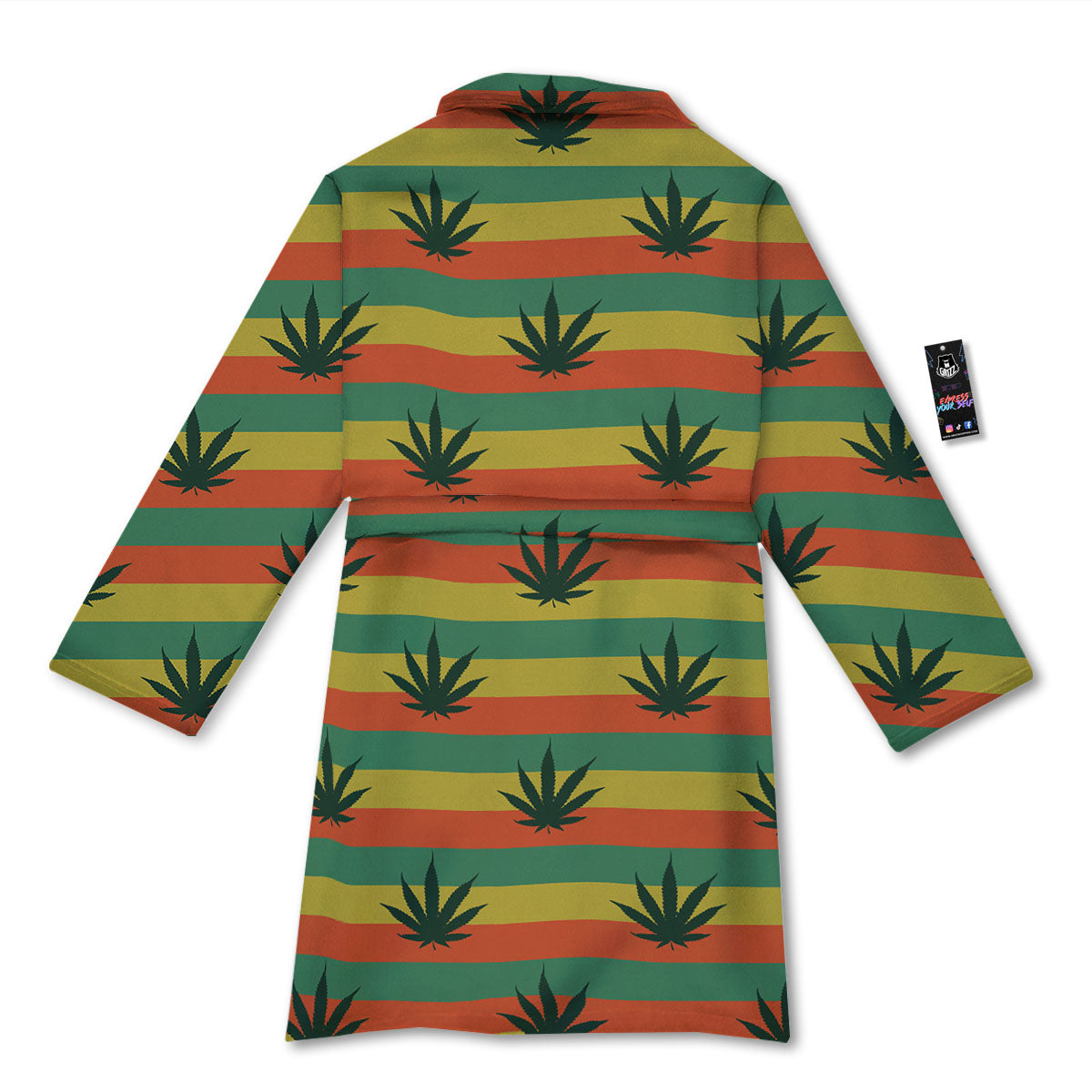 Striped Rasta Print Pattern Bathrobe-grizzshop