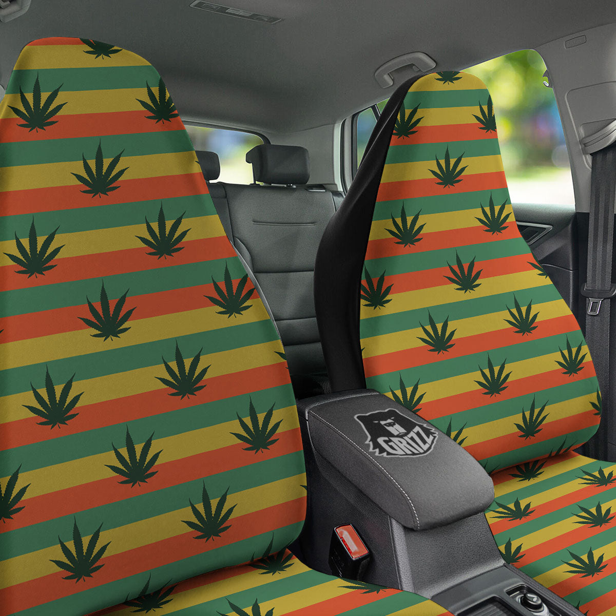 Striped Rasta Print Pattern Car Seat Covers-grizzshop