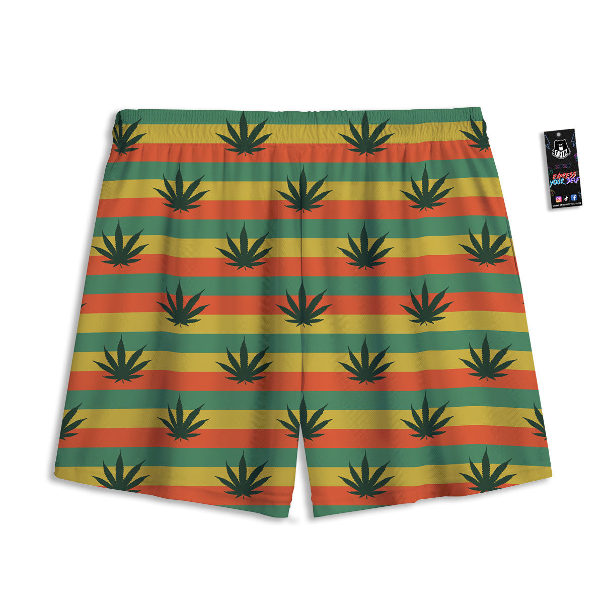 Striped Rasta Print Pattern Mesh Shorts-grizzshop