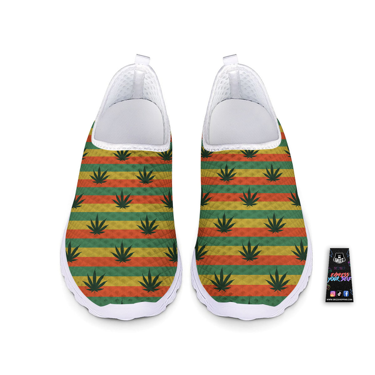 Striped Rasta Print Pattern Nurse Shoes-grizzshop