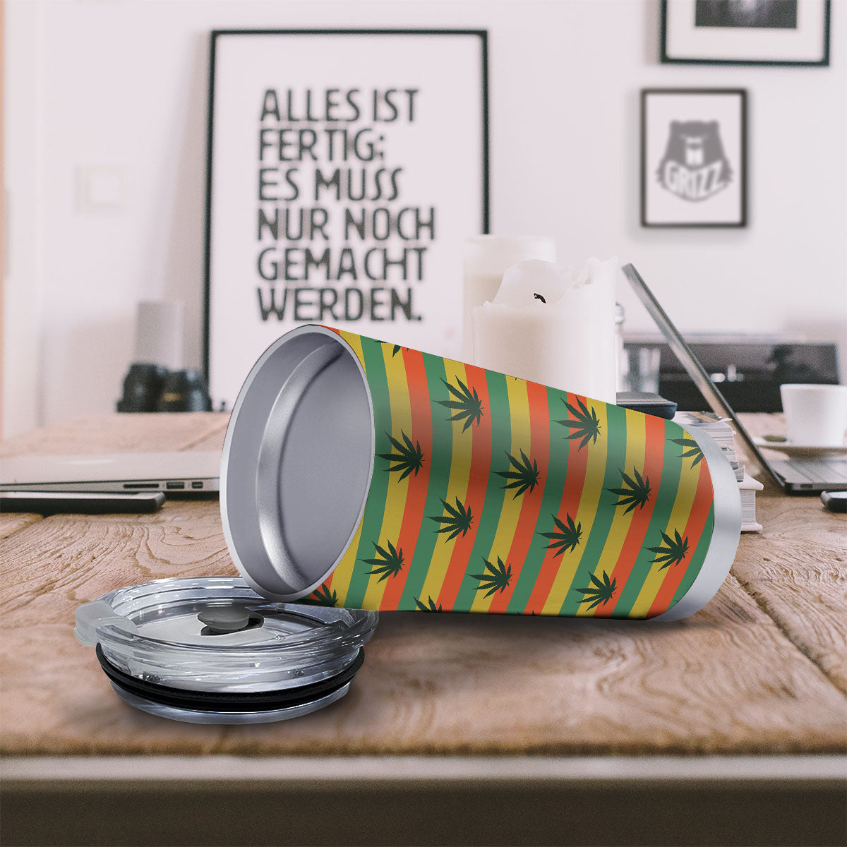 Striped Rasta Print Pattern Tumbler-grizzshop