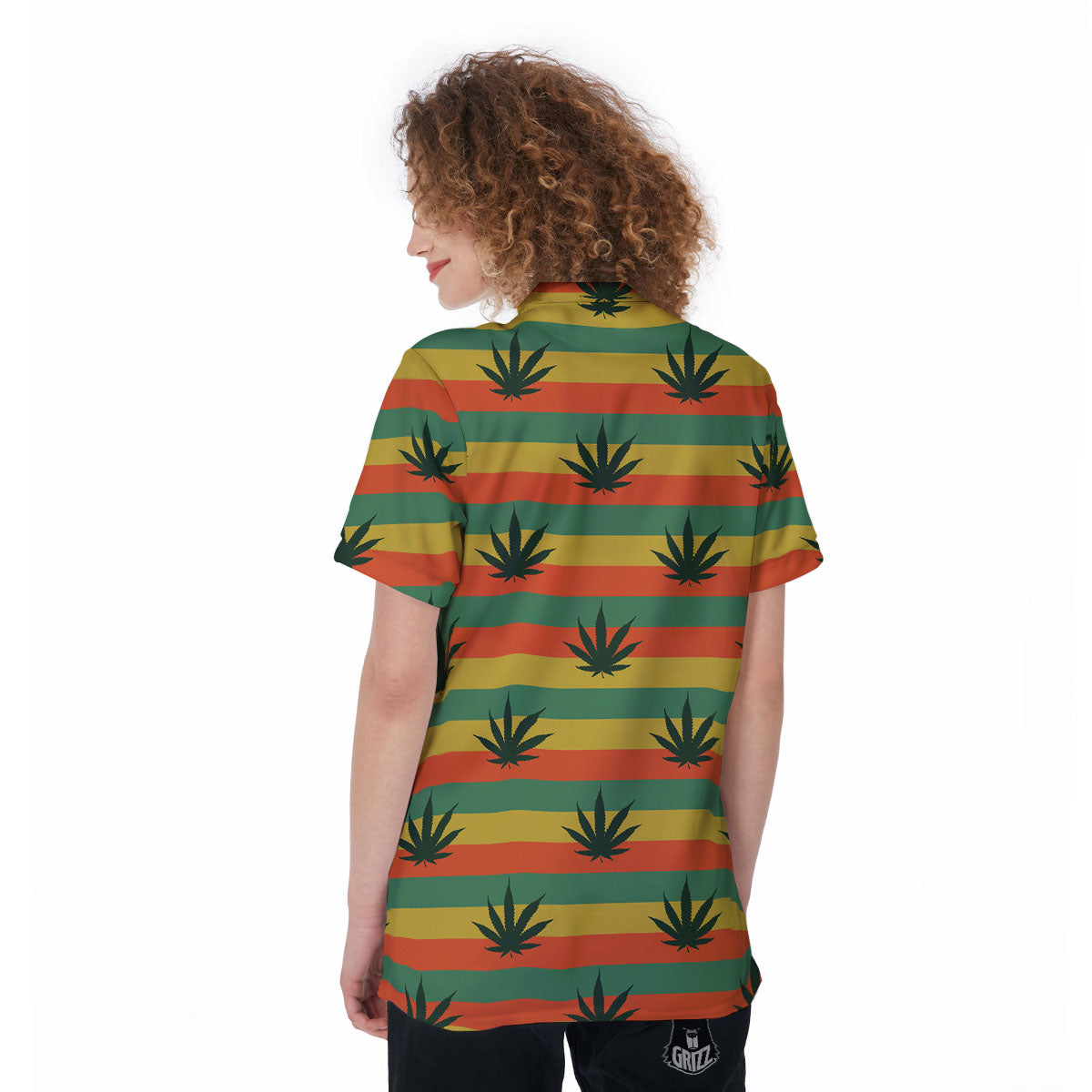 Striped Rasta Print Pattern Women's Golf Shirts-grizzshop