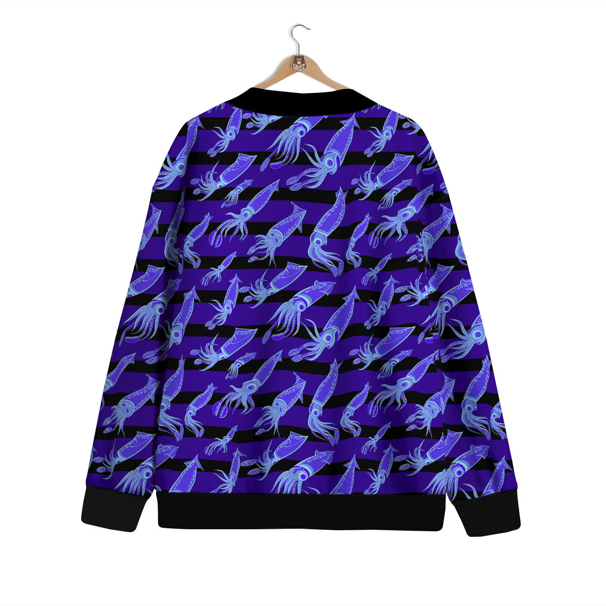 Striped Squid Print Pattern Cardigan-grizzshop