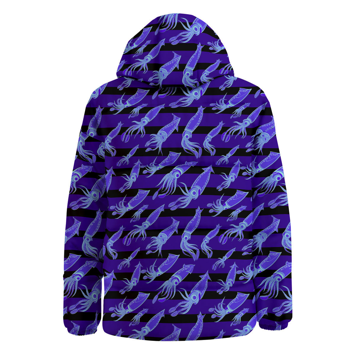 Striped Squid Print Pattern Down Jacket-grizzshop