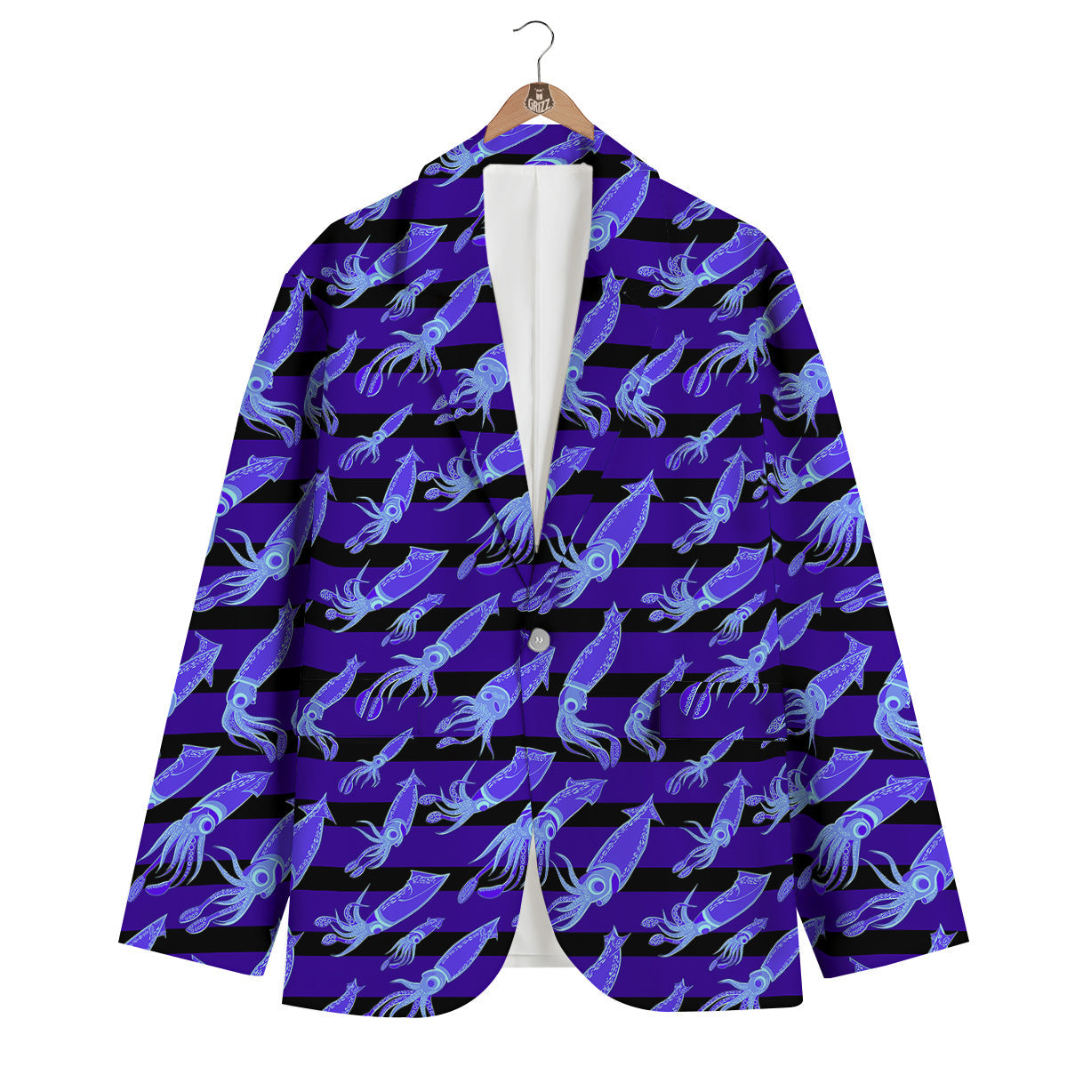 Striped Squid Print Pattern Men's Blazer-grizzshop