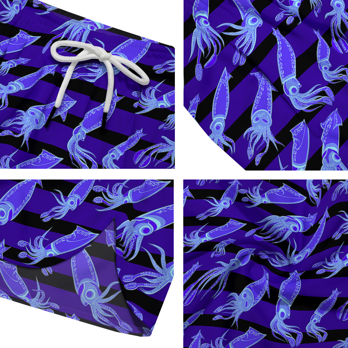 Striped Squid Print Pattern Men's Running Shorts-grizzshop
