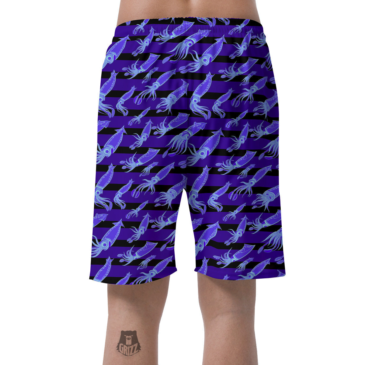 Striped Squid Print Pattern Men's Shorts-grizzshop