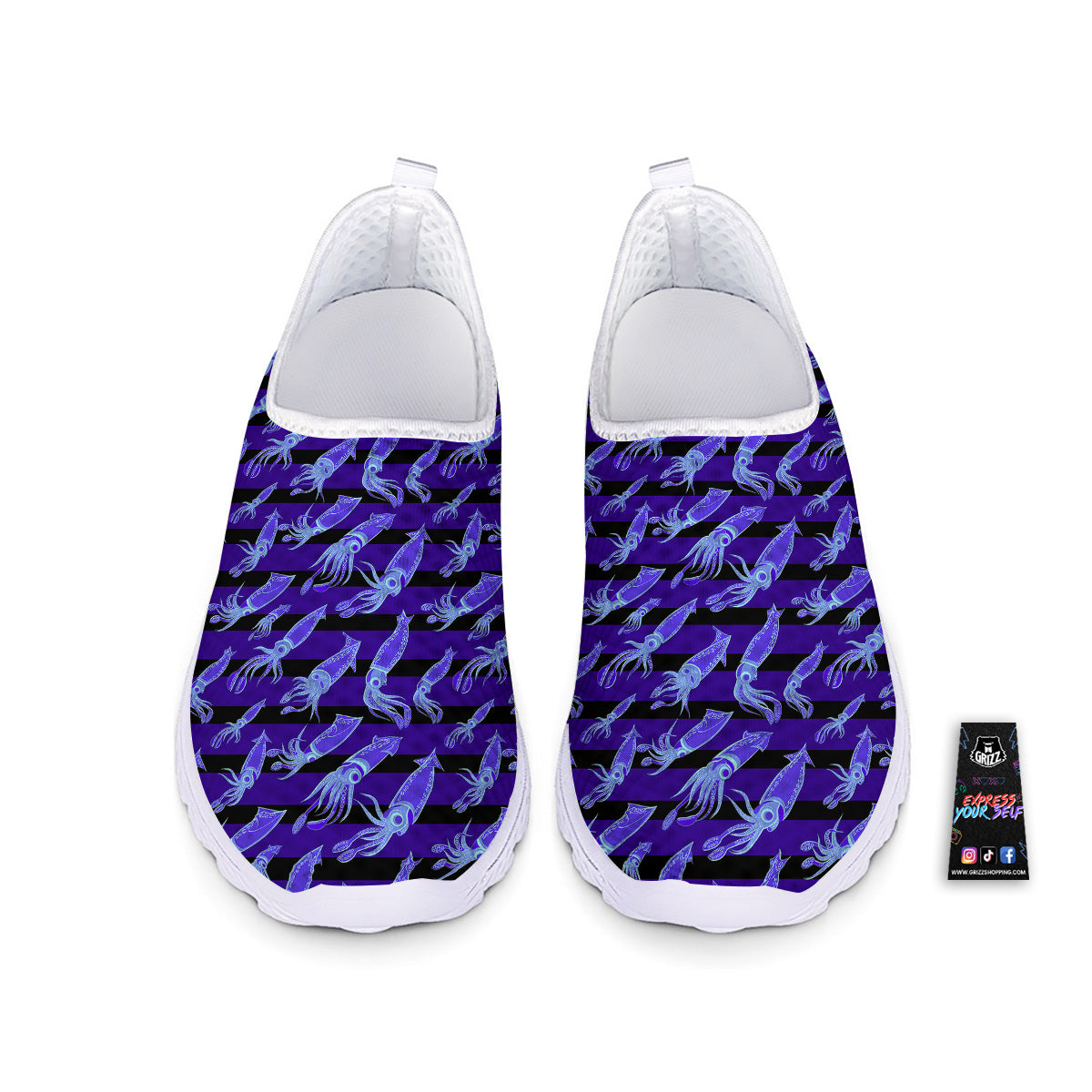 Striped Squid Print Pattern Nurse Shoes-grizzshop