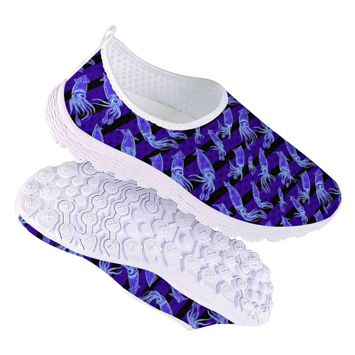 Striped Squid Print Pattern Nurse Shoes-grizzshop