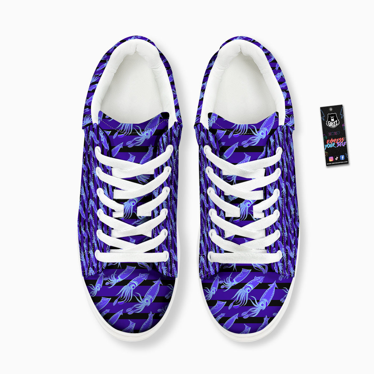 Striped Squid Print Pattern Platform Shoes-grizzshop