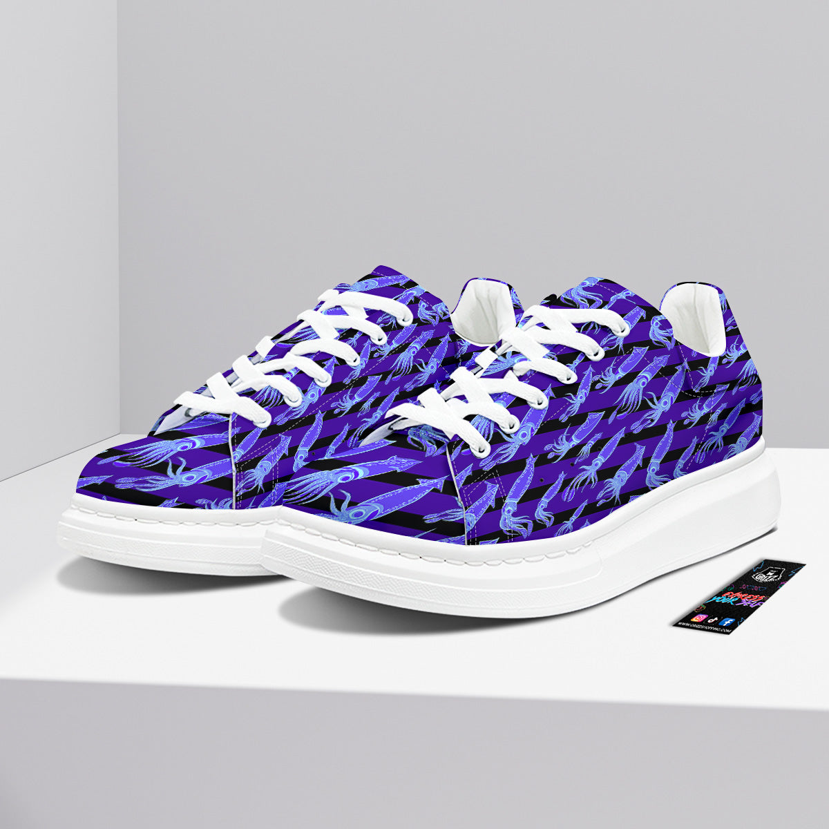 Striped Squid Print Pattern Platform Shoes-grizzshop