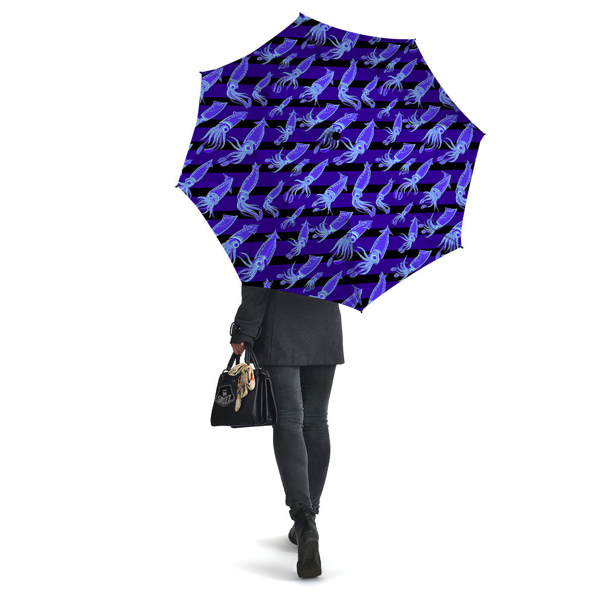 Striped Squid Print Pattern Umbrella-grizzshop