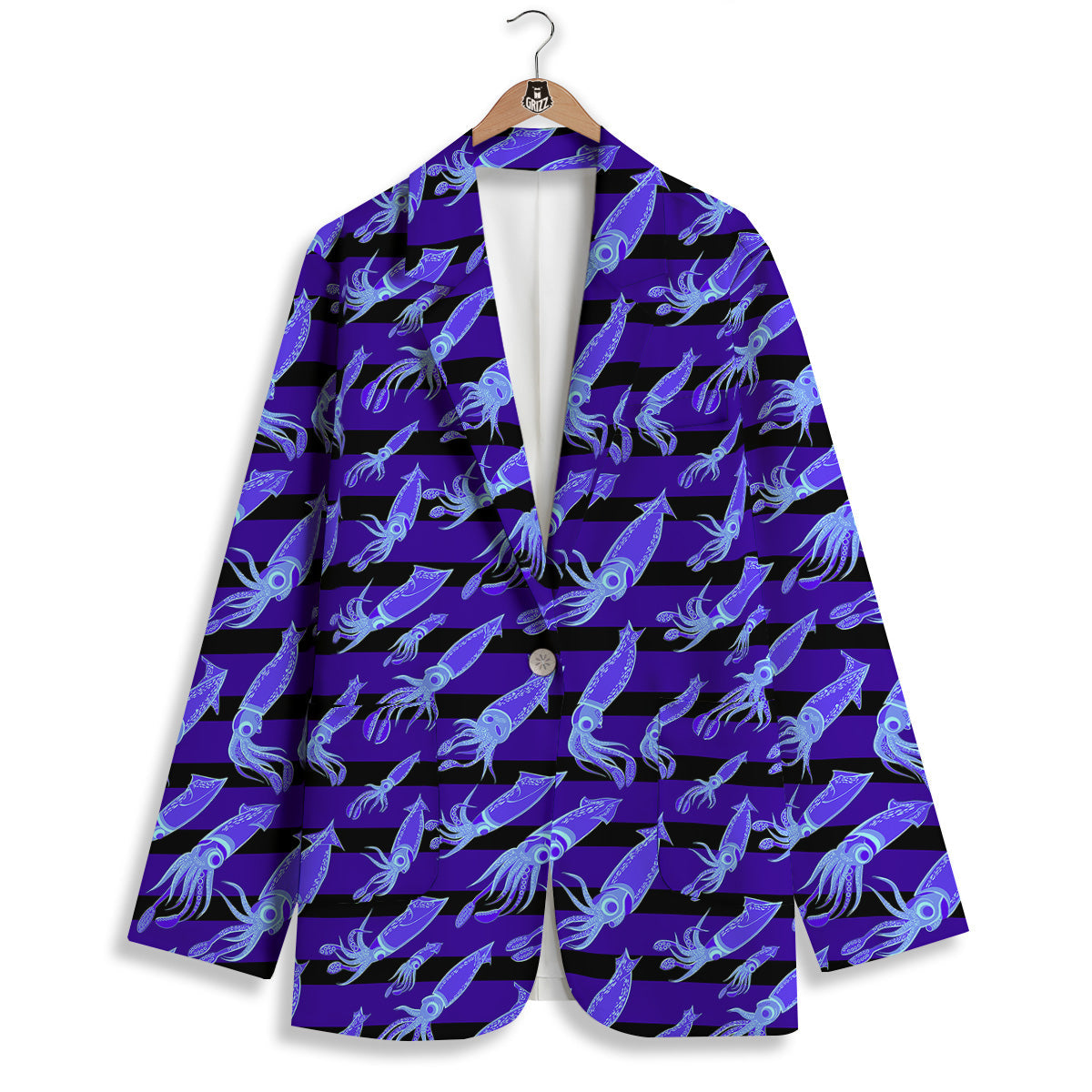 Striped Squid Print Pattern Women's Blazer-grizzshop