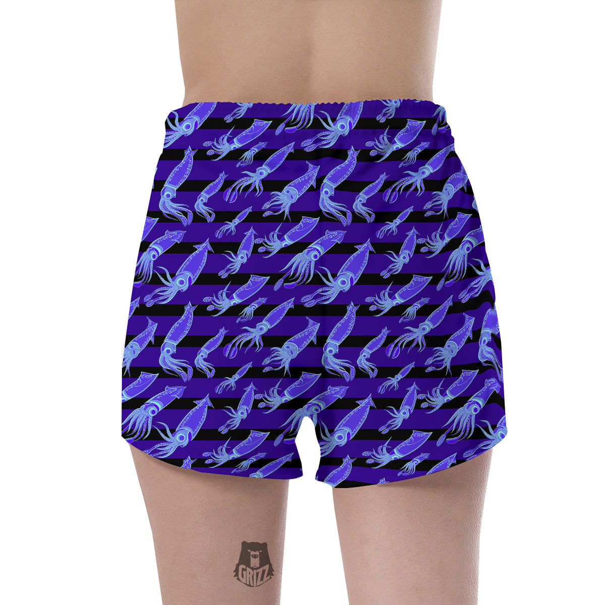 Striped Squid Print Pattern Women's Shorts-grizzshop