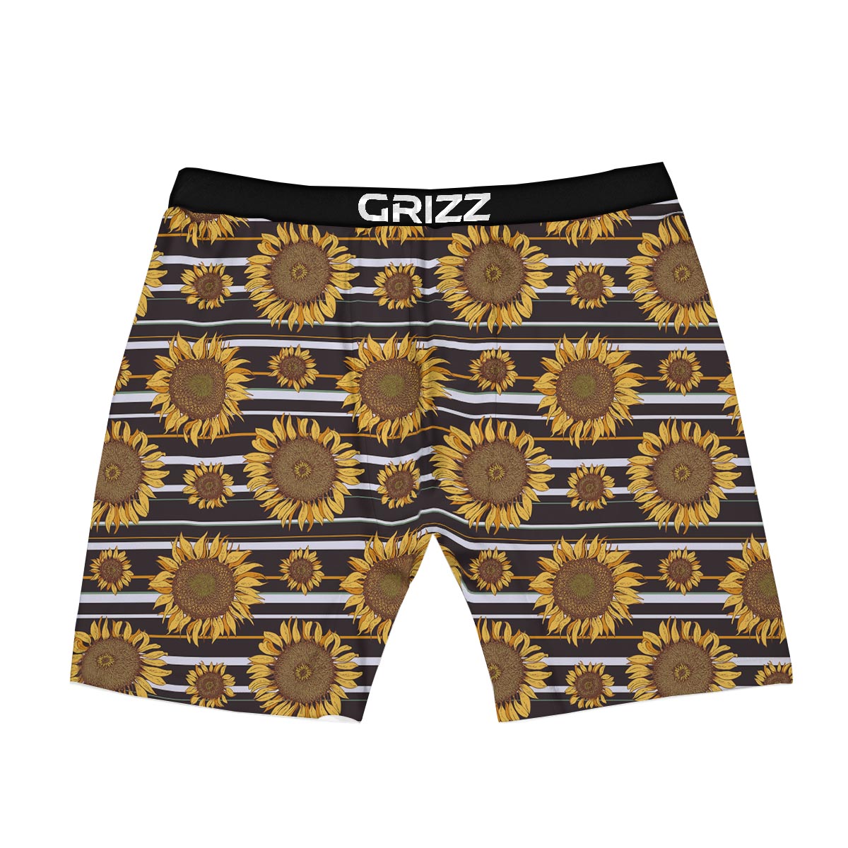 Striped Sunflower Print Pattern Boxer Briefs-grizzshop
