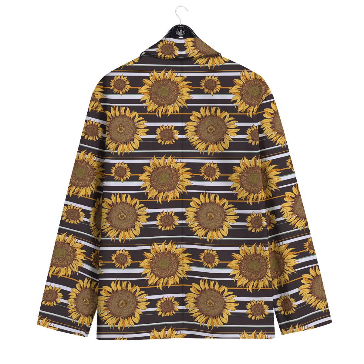 Striped Sunflower Print Pattern Men's Sport Coat-grizzshop