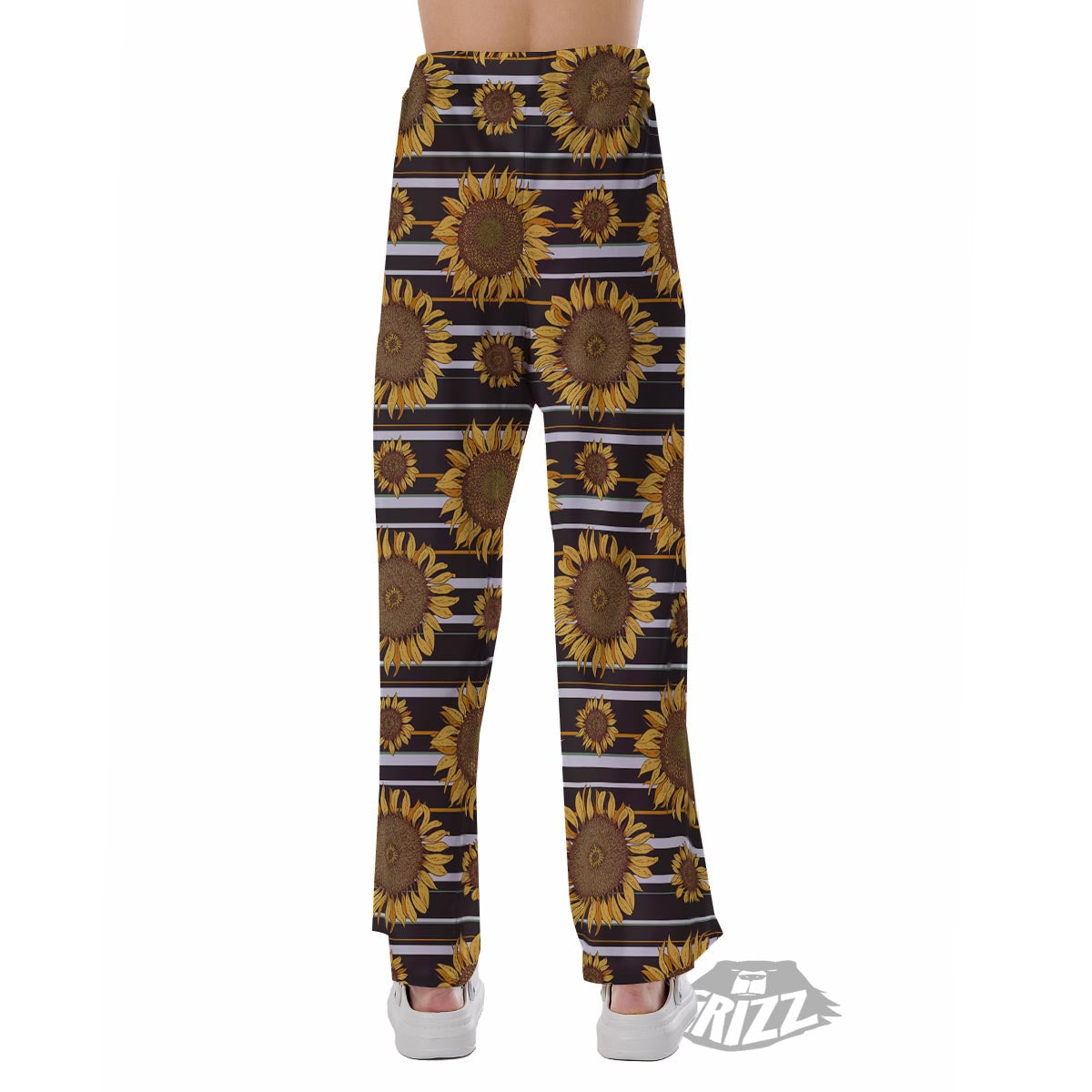 Striped Sunflower Print Pattern Pajama Pants-grizzshop