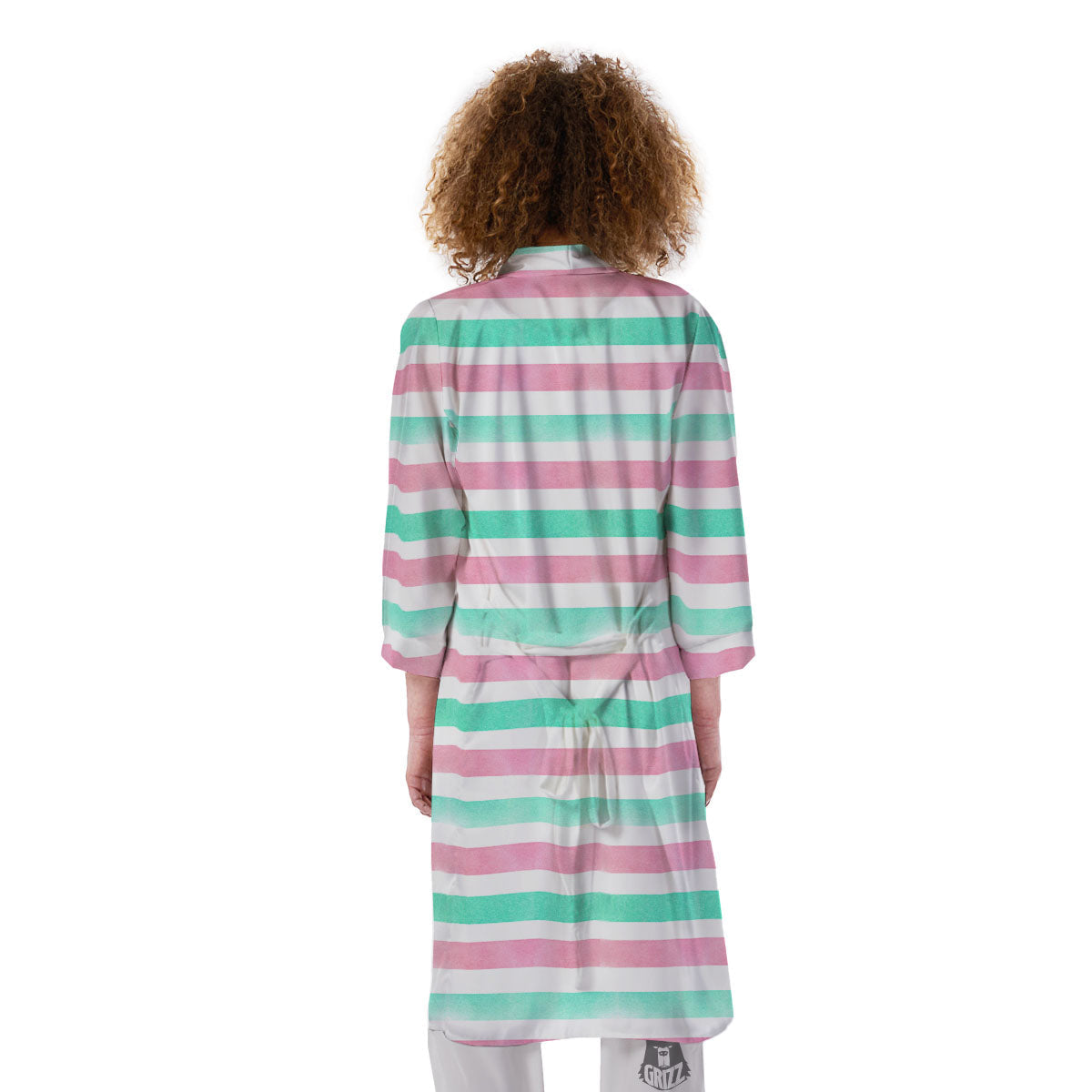 Striped Teal And Pink Print Pattern Kimono-grizzshop