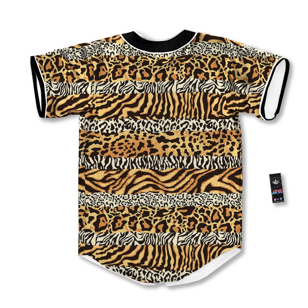 Striped Tiger Skins Print Pattern Baseball Jersey-grizzshop