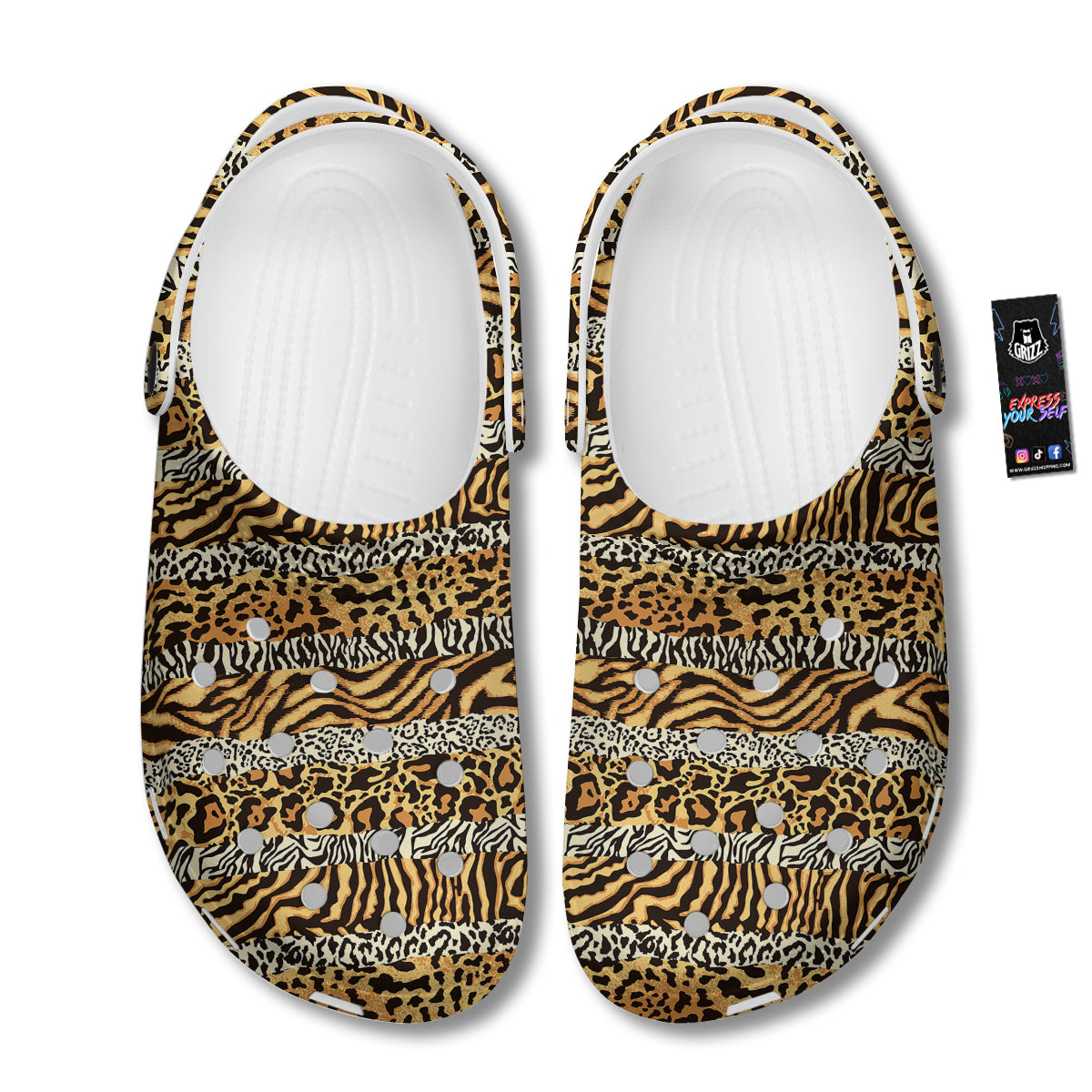 Striped Tiger Skins Print Pattern Clog-grizzshop