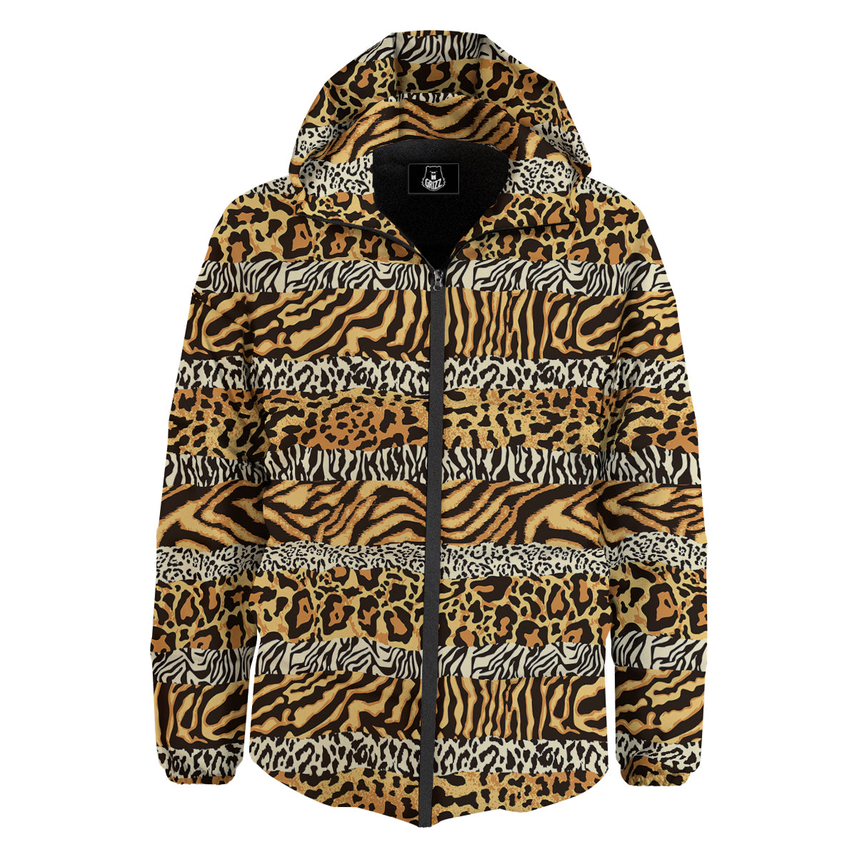 Striped Tiger Skins Print Pattern Down Jacket-grizzshop