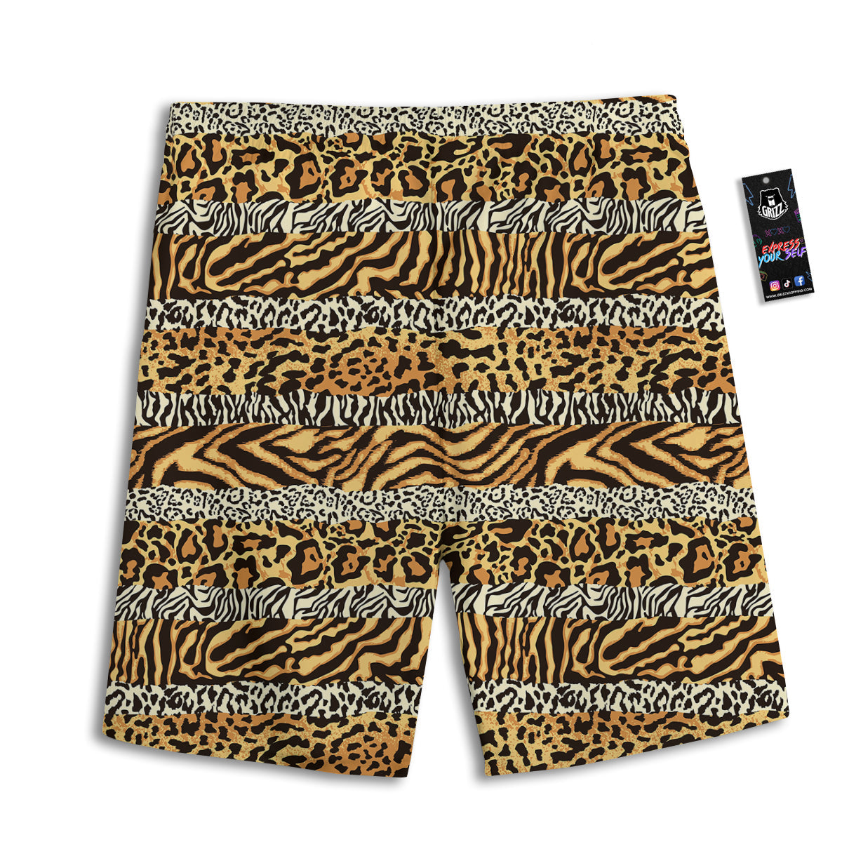 Striped Tiger Skins Print Pattern Men's Athletic Shorts