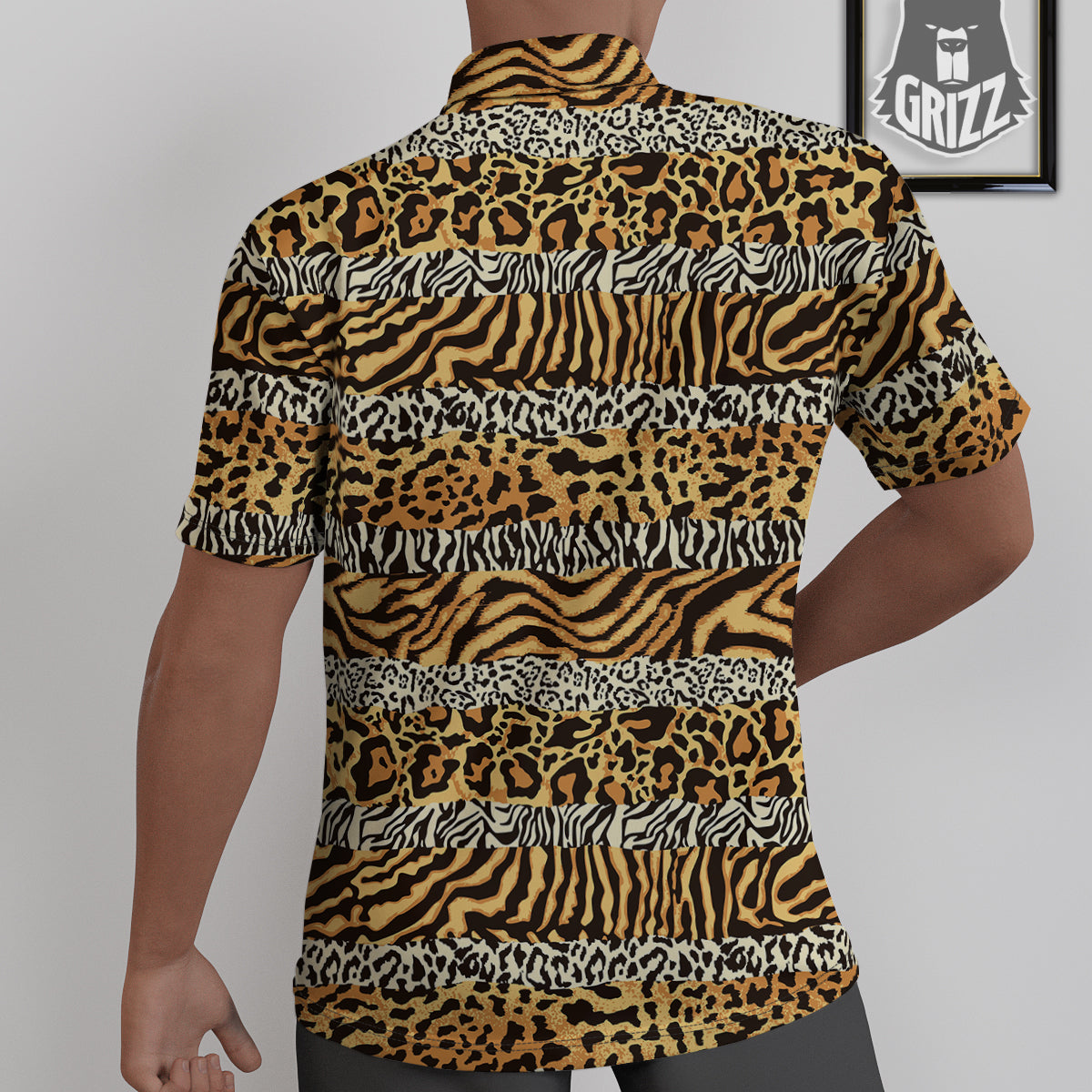 Striped Tiger Skins Print Pattern Untucked Shirts-grizzshop