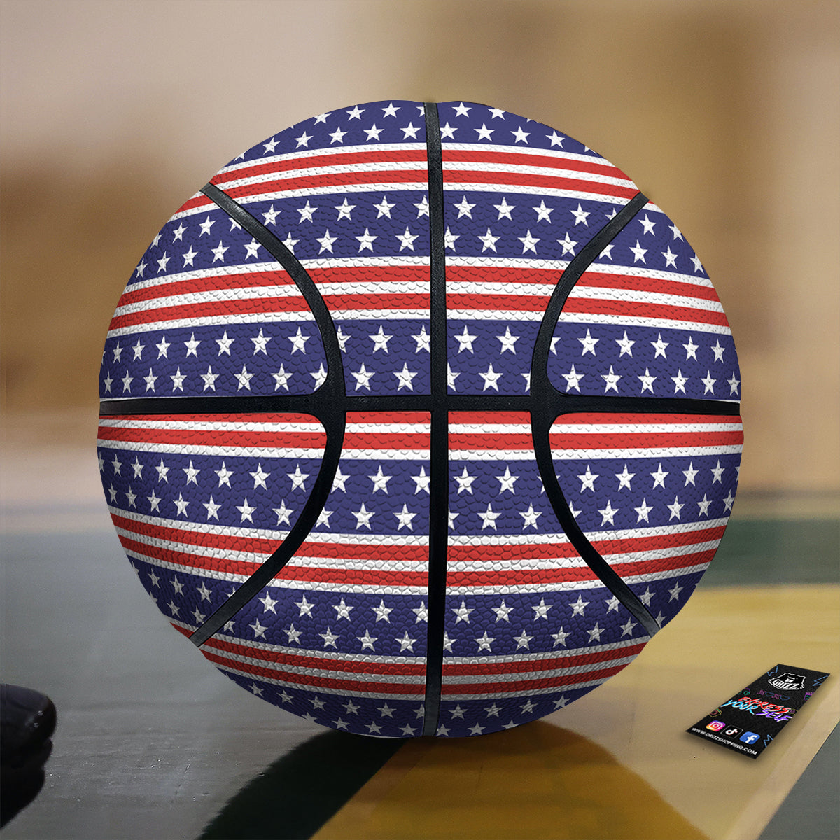 Striped USA Print Pattern Basketball