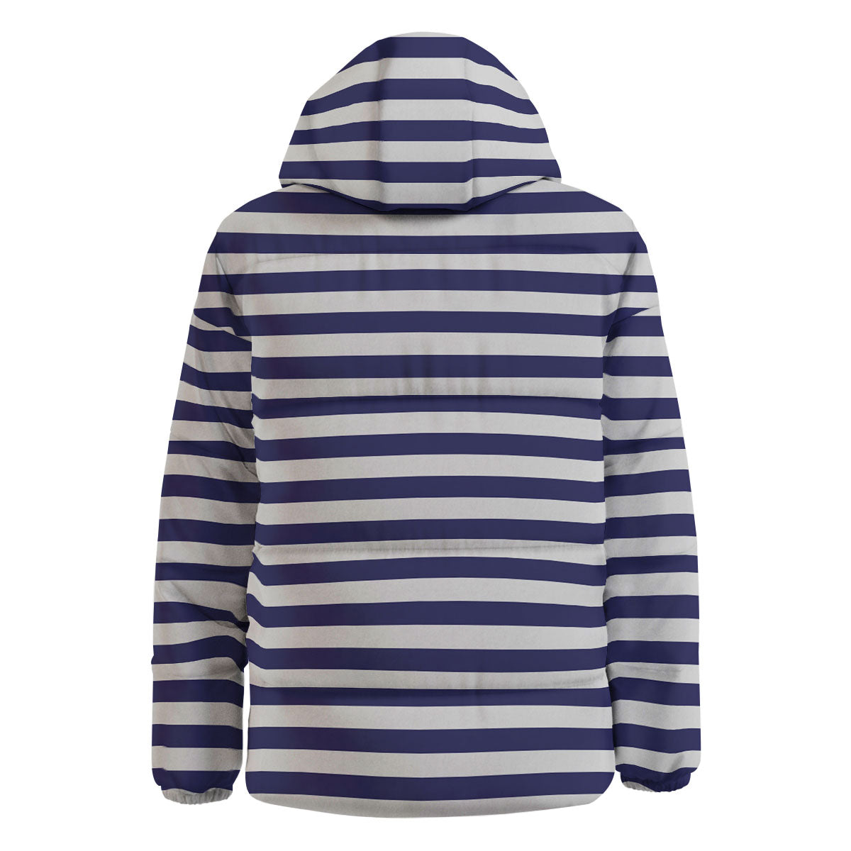 Striped White And Navy Print Pattern Down Jacket-grizzshop