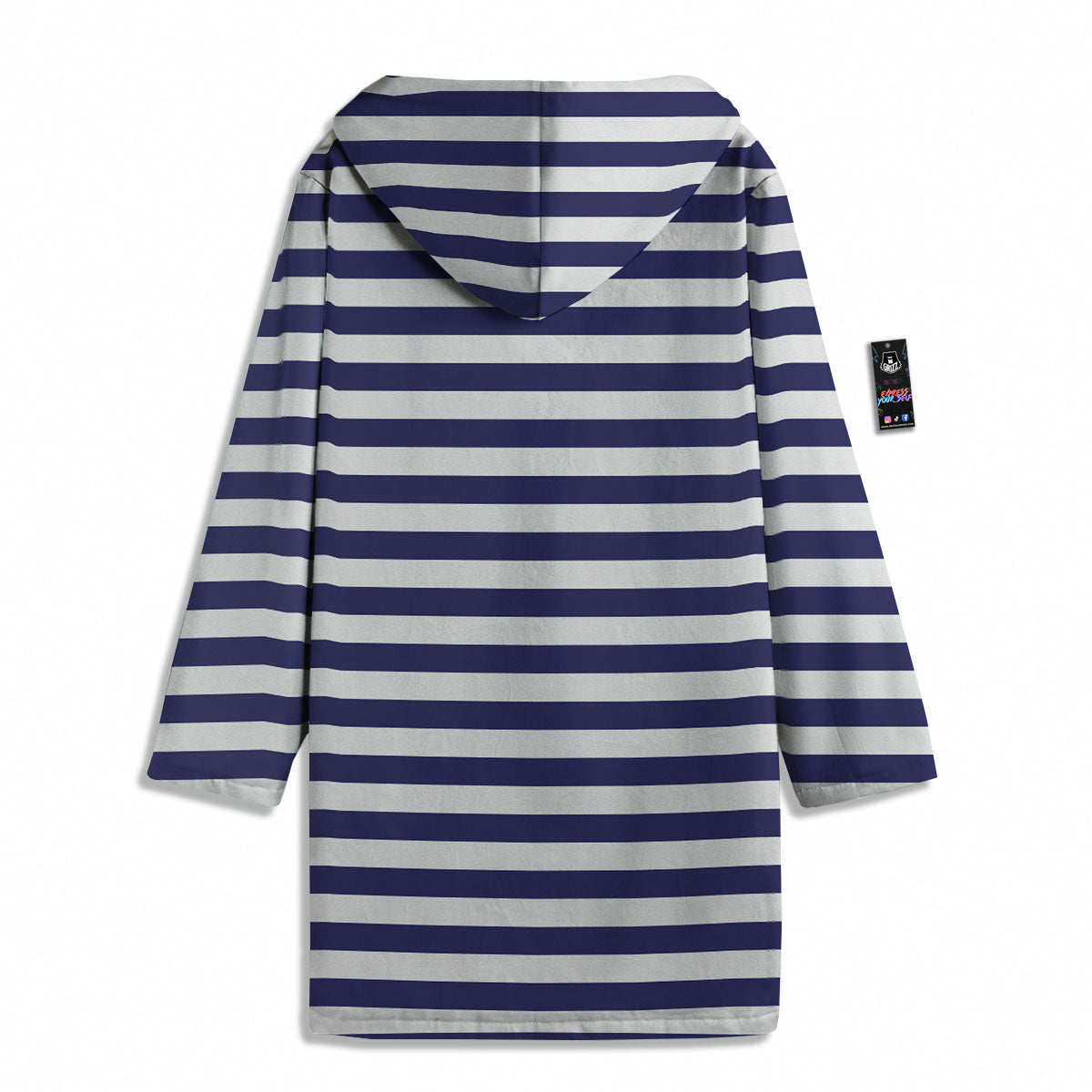Striped White And Navy Print Pattern Men's Windbreaker Jacket-grizzshop