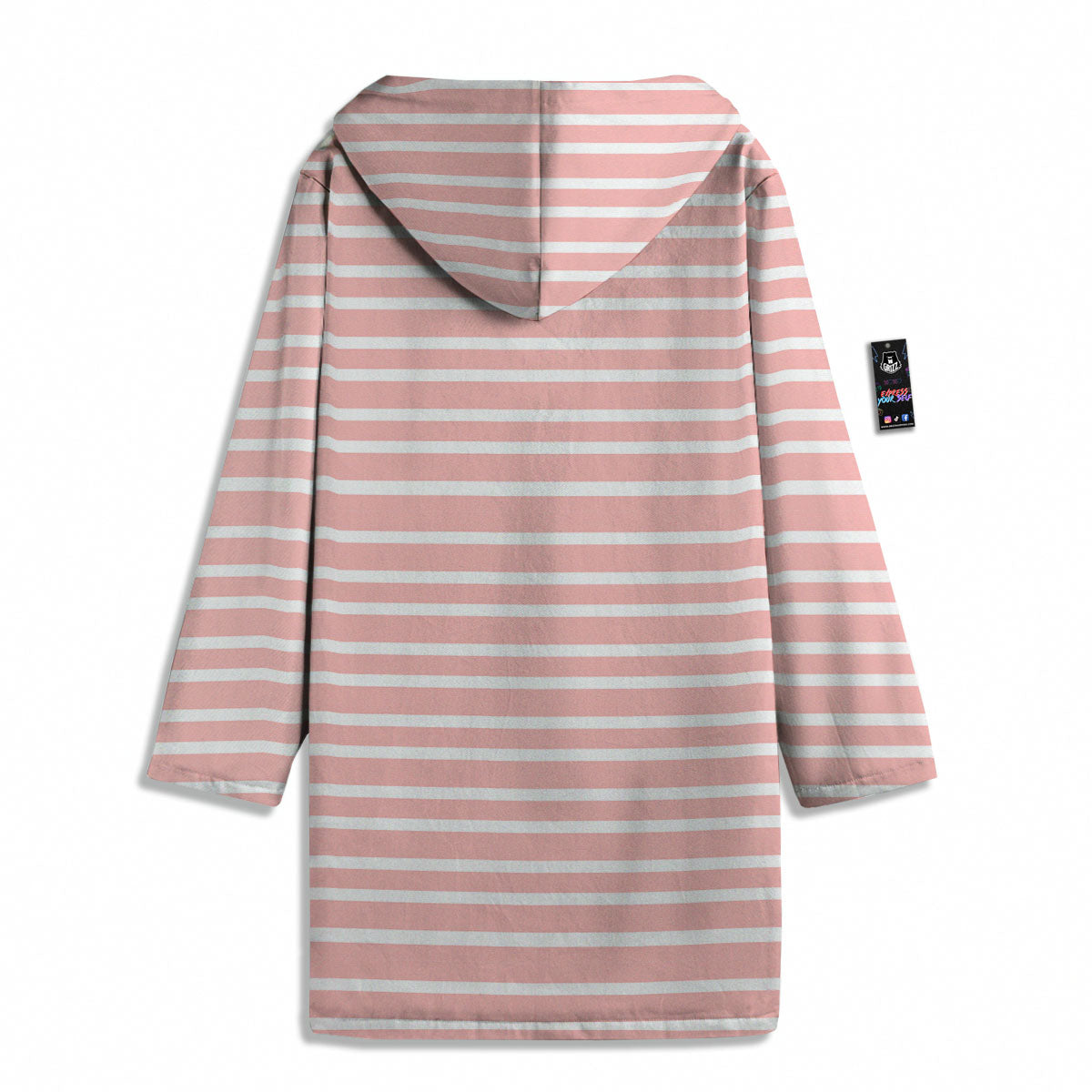 Striped White And Pink Print Pattern Men's Windbreaker Jacket-grizzshop