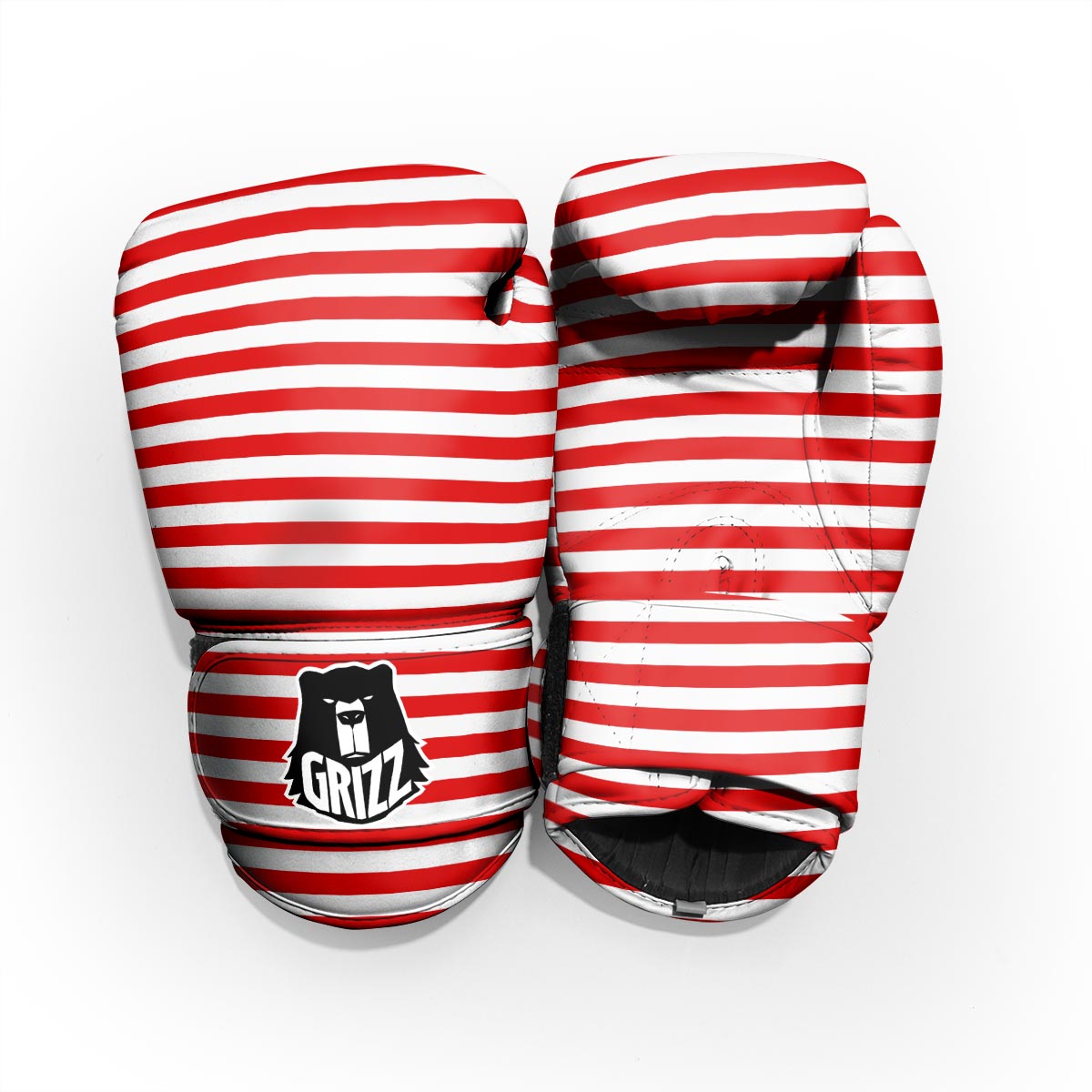 Striped White And Red Print Pattern Pro Boxing Glove