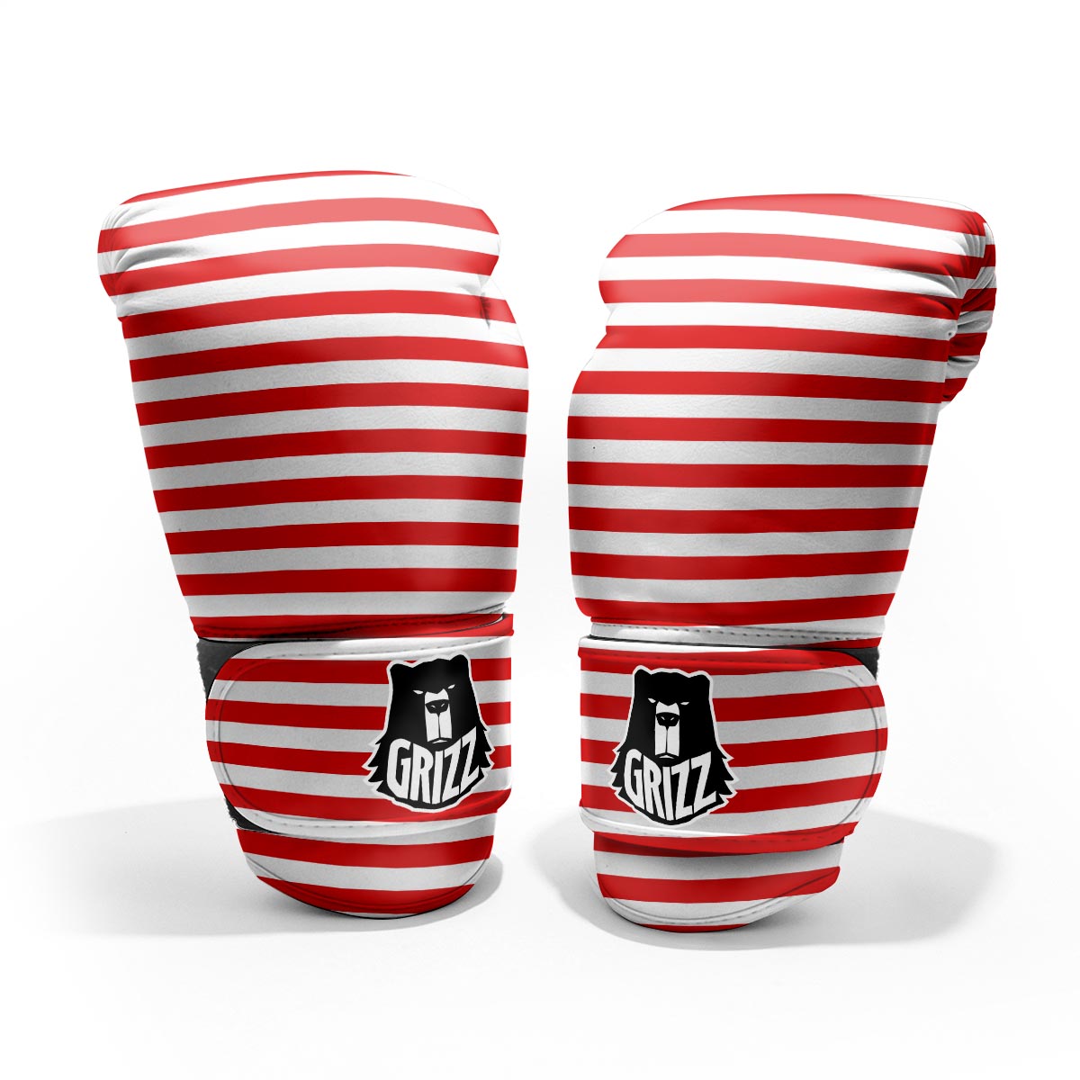 Striped White And Red Print Pattern Pro Boxing Glove