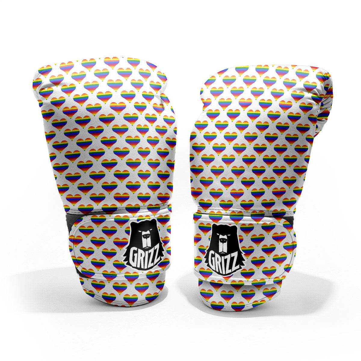 Striped White Heart On LGBT Pride Print Pattern Pro Boxing Glove