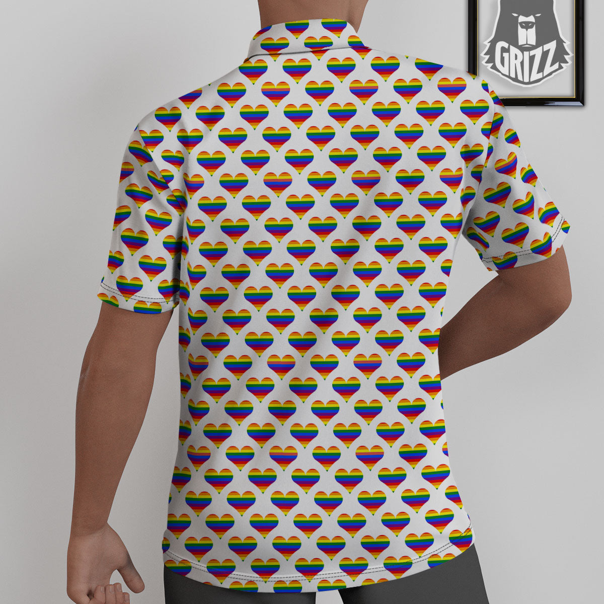 Striped White Heart On LGBT Pride Print Pattern Untucked Shirts-grizzshop