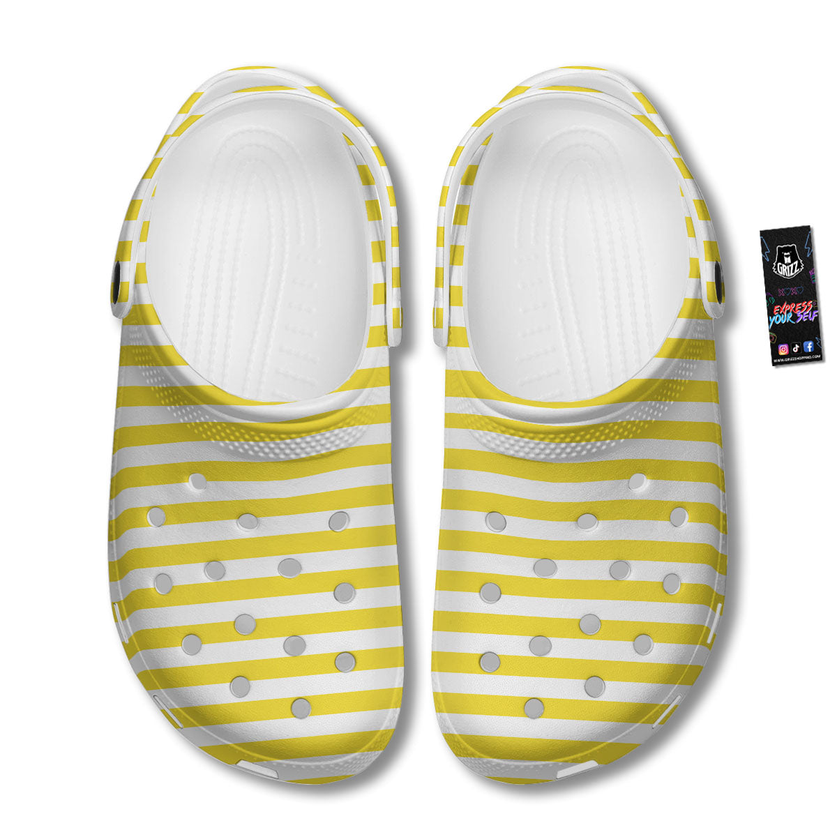 Striped Yellow Print Pattern Clog-grizzshop