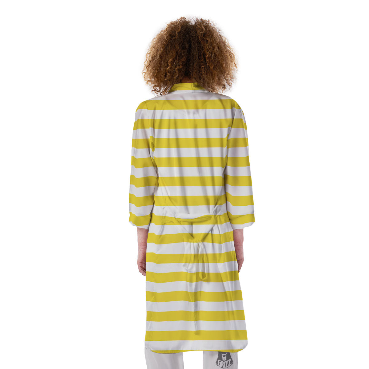 Striped Yellow Print Pattern Kimono-grizzshop