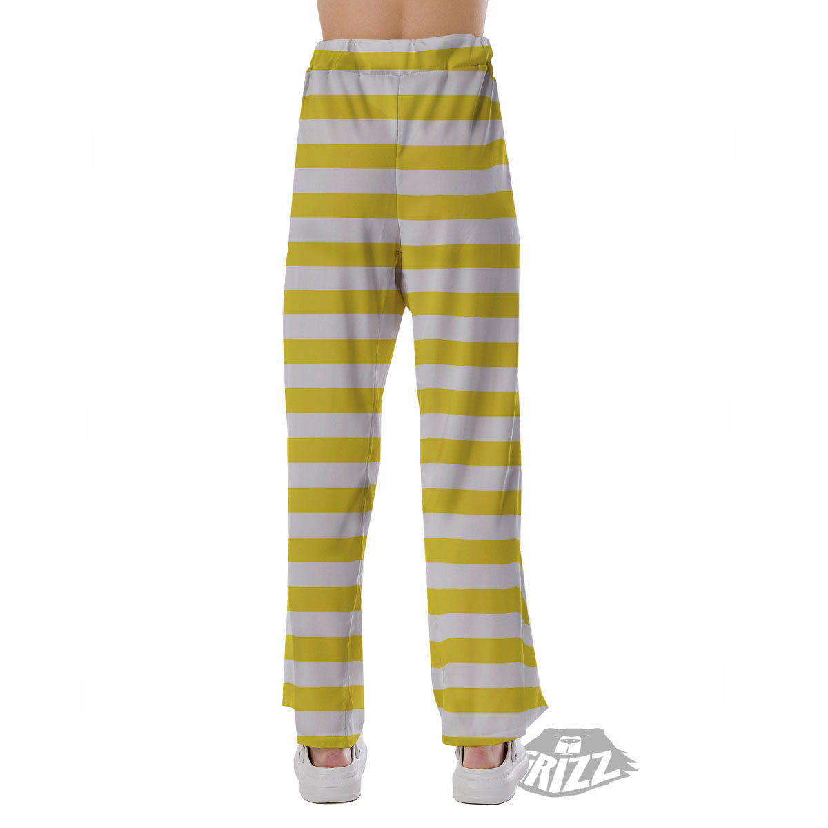 Striped Yellow Print Pattern Pajama Pants-grizzshop