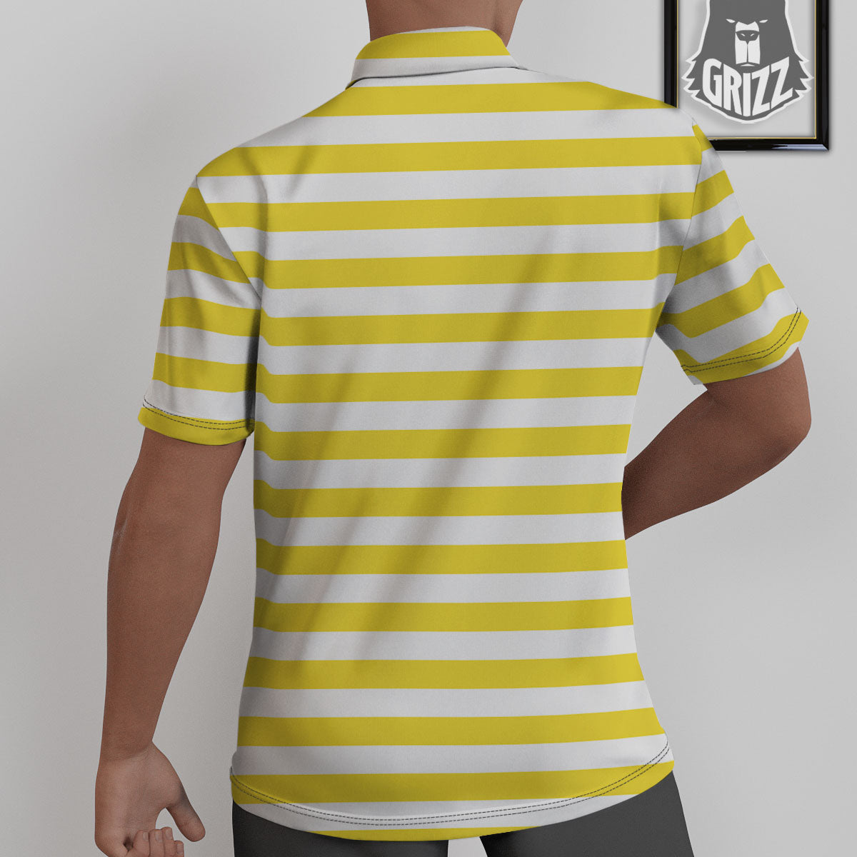 Striped Yellow Print Pattern Untucked Shirts-grizzshop