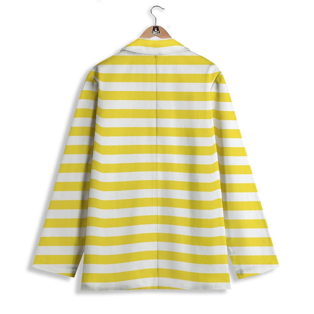 Striped Yellow Print Pattern Women's Blazer-grizzshop