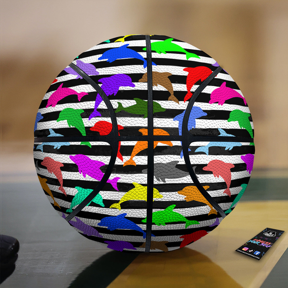 Striped And Colorful Dolphin Print Pattern Basketball