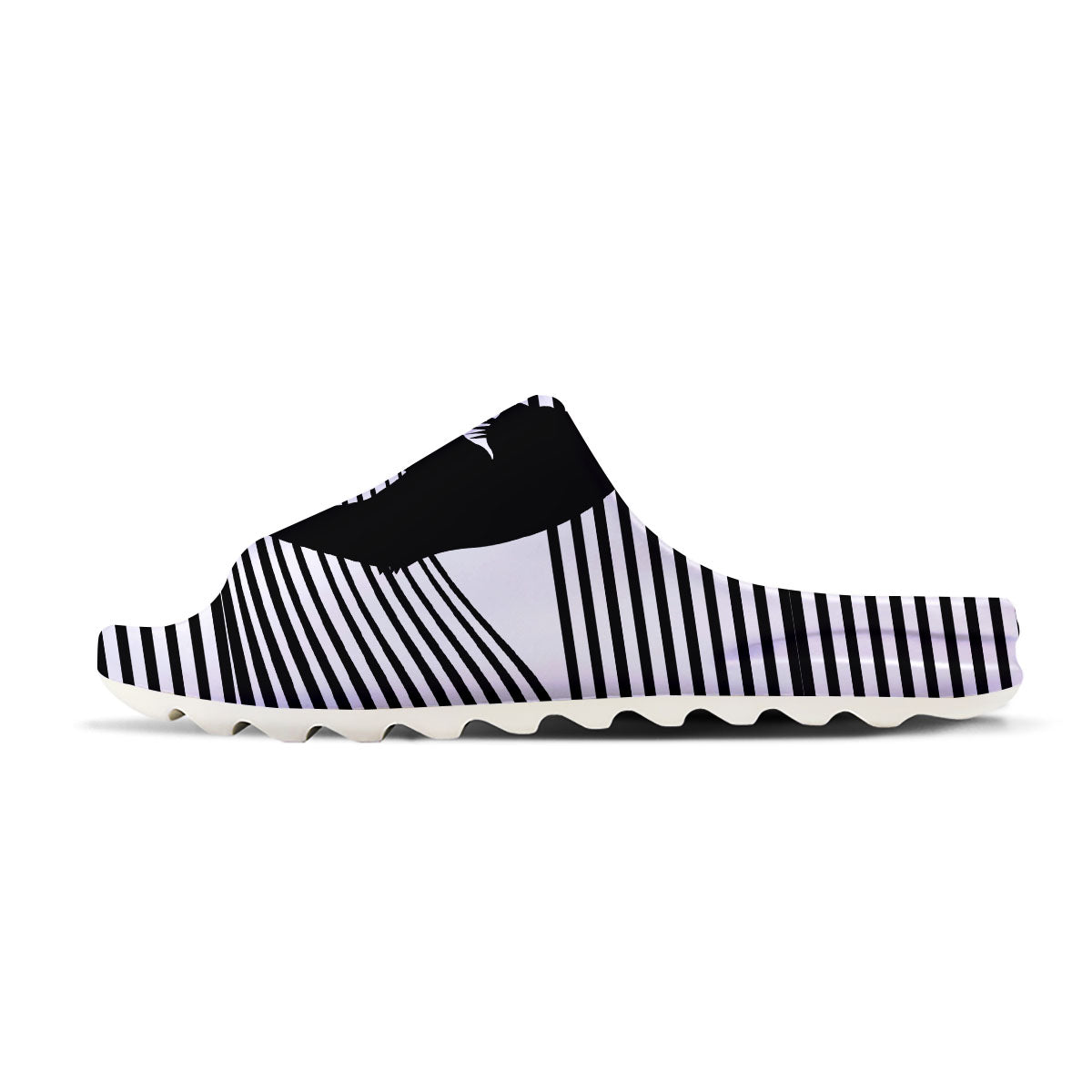 Striped Black Cat Print Sandals-grizzshop