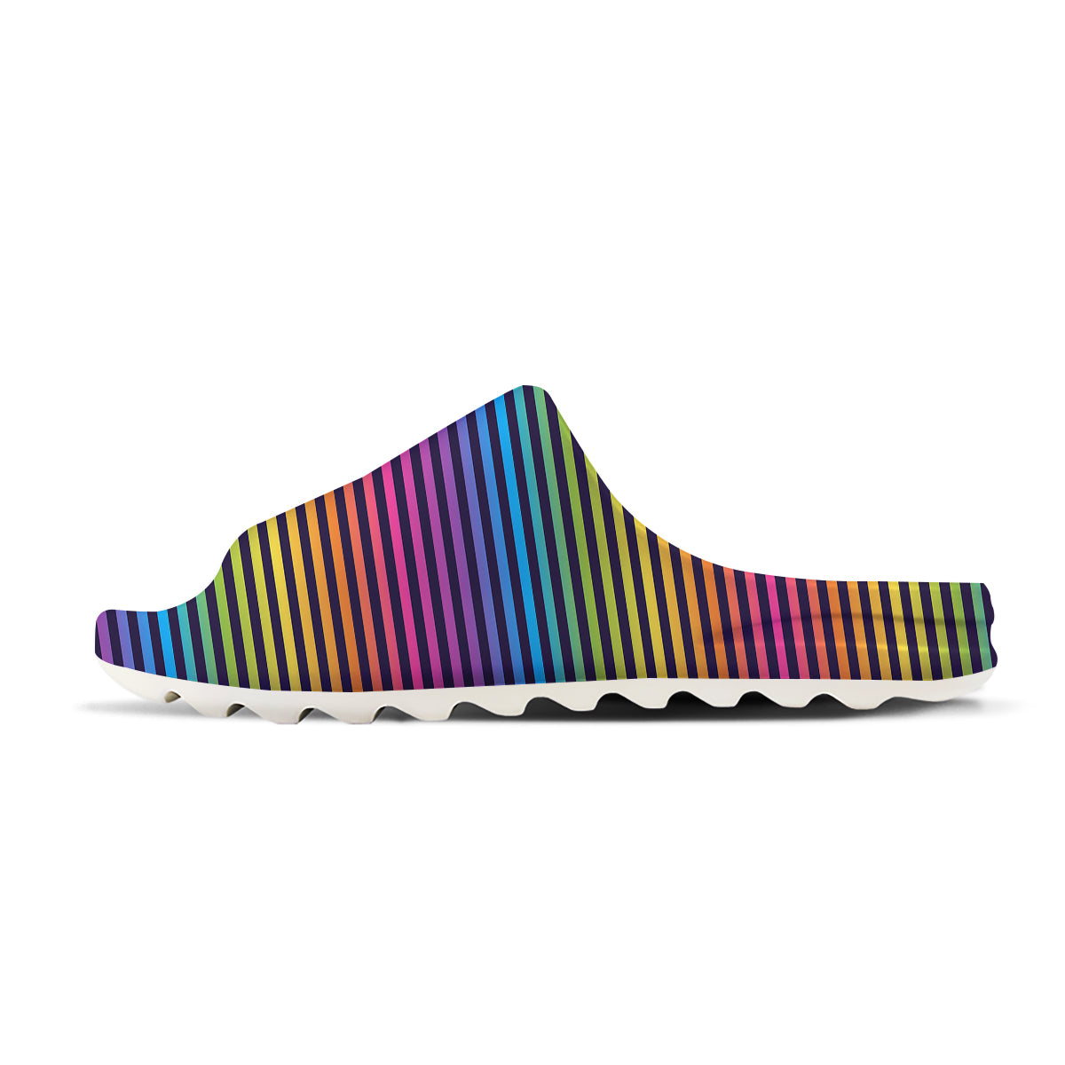Striped Neon Rainbow Print Sandals-grizzshop