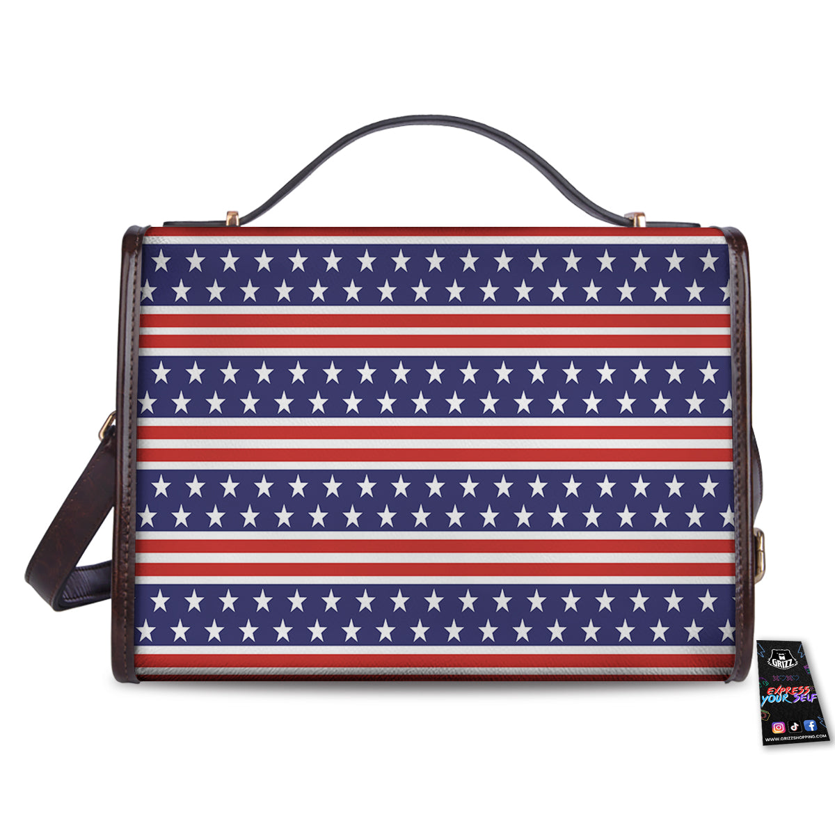 Striped USA Print Pattern Women's Satchel Bag