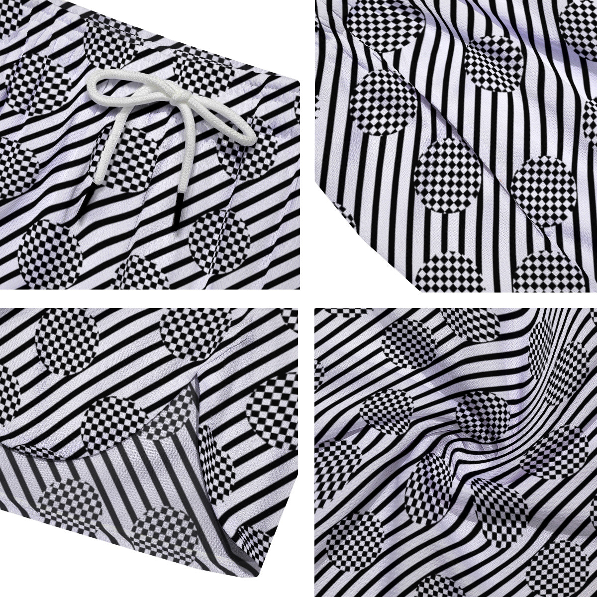 Stripes And Checkered Polka Dots Print Pattern Men's Running Shorts-grizzshop